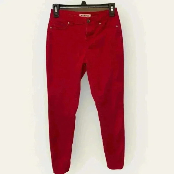 Blue Spice Women's Juniors Size 3 Straight Leg Skinny Red Jeans - Picture 2 of 12